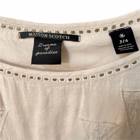 SCOTCH &‎ SODA Maison Women's Cream Boho Long Belted Midi Dress Size 3/4 - Picture 10 of 12